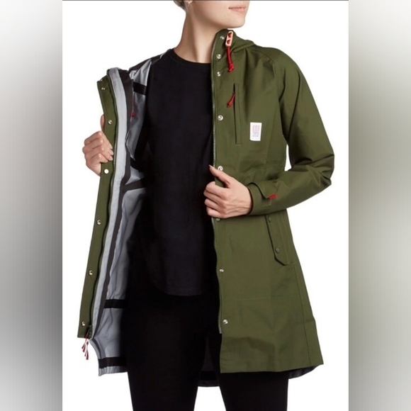 Topo Designs Jackets & Blazers - Topo Designs Olive Green Women's Tech Rain Coat Trench